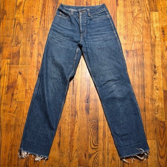 CALVIN KLEIN VTG Women's Blue Jeans High Rise‎ Straight Leg Frayed Hem Size 30 - Picture 8 of 13